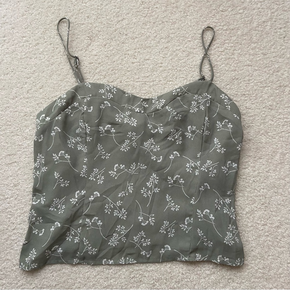 Abercrombie Green Floral Sweetheart Cami
